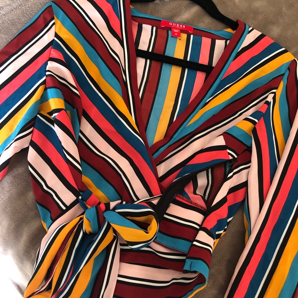 Striped wrap around top